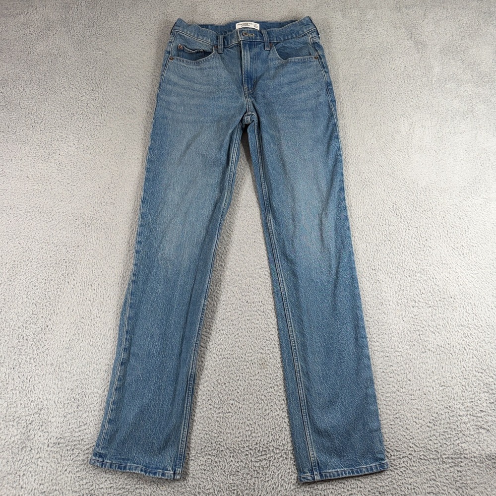 Abercrombie Fitch The Straight Mid Rise Jeans Womens 27 Extra Long Medium Wash